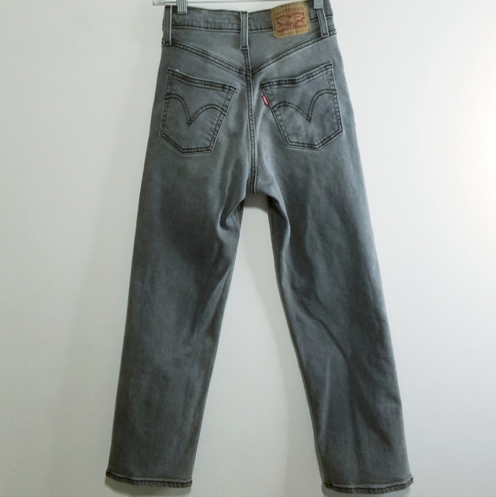LEVI'S Ribcage Straight Ankle Gray Buttonfly High Rise Jeans - Picture 6 of 12